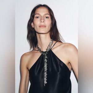 Zara Silver Leaf Long Necklace
